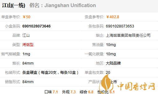 江山一統(tǒng)香煙價(jià)格表一覽 江山一統(tǒng)煙多少錢一盒