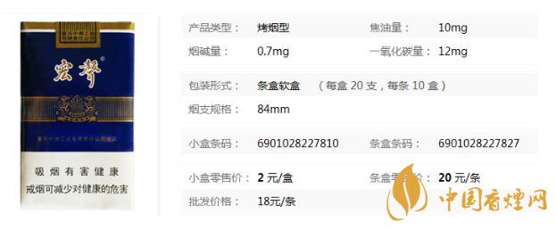 宏聲軟藍多少錢一包  宏聲軟藍香煙價格表圖