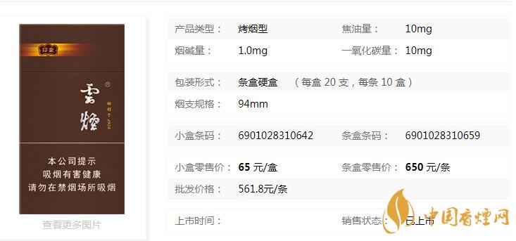 云煙94mm印象多少錢一盒？云煙94mm印象價(jià)格及參數(shù)2020