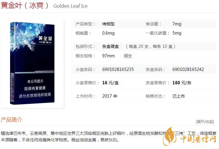 黃金葉冰爽多少錢一盒價(jià)格？黃金葉冰爽價(jià)格及參數(shù)圖片2020